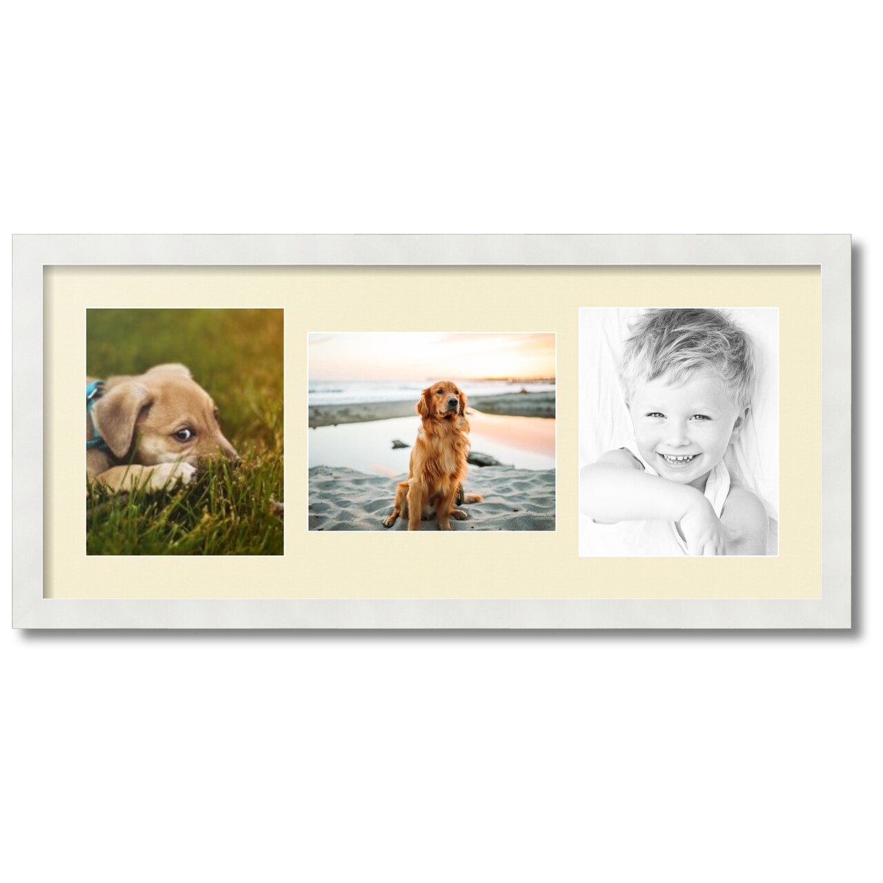 ArtToFrames Collage Photo Picture Frame with 3 - 8x10 inch Openings, Framed in White with Over 62 Mat Color Options and Plexi Glass (CSM-3966-117)